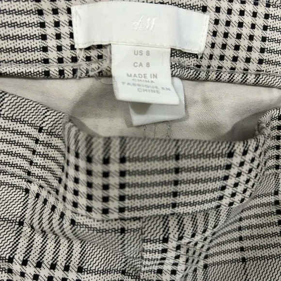 H&M Black White Plaid Checkered Dress Pants Women’s Size 8 Slim Fit - Picture 4 of 6